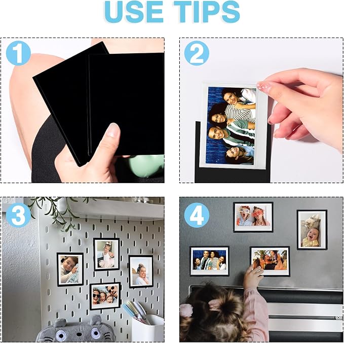 30 Pack Magnetic Picture Frame for Polaroid I-Type/Wide Camera Film | Fridge Magnetic Photo Frames for Polaroid I-Type/Now/Now+/Fujifilm Instax Wide/Wide 300/400 Instant Film Camera Films, Black - Image 4