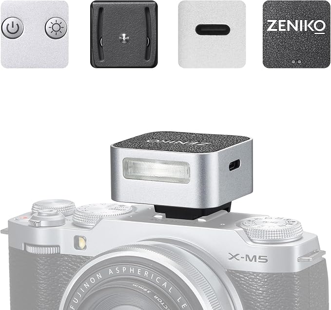 ZENIKO ZF04 Mini Flash,Manual Speedlite for Single Hot Shoe Cameras(Silver) | 20g compact flash,dual power,372 flashes,1/200s sync,metal shell,ideal for portrait vlog street macro indoor shooting by ZENIKO