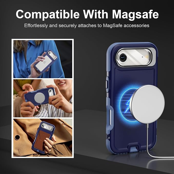 Follaroma Magnetic for iPhone 17 Air Case with Camera Stand, Blue-Purple | Built-in Glass Camera Cover Stand,Compatible with MagSafe,Heavy Duty Shockproof Protective,Military-Grade Anti-DropDual Case - Image 4
