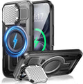 Camera Stand Case for iPhone 16, [Compatible with MagSafe] [Lens Cover] 2024 Version Military Grade Protective Soft Case for iPhone 16 6.1 inch Men Women, Black by WASTROYAL