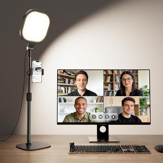 Zoom Lighting for Computer, Adjustable Desk Lighting for Video Calls, 30 Light Modes Video Conference Light, Desk Ring Light with Stand for Webcam, Meetings, Live Stream, Home Office. CRI 97.8 by LitONES