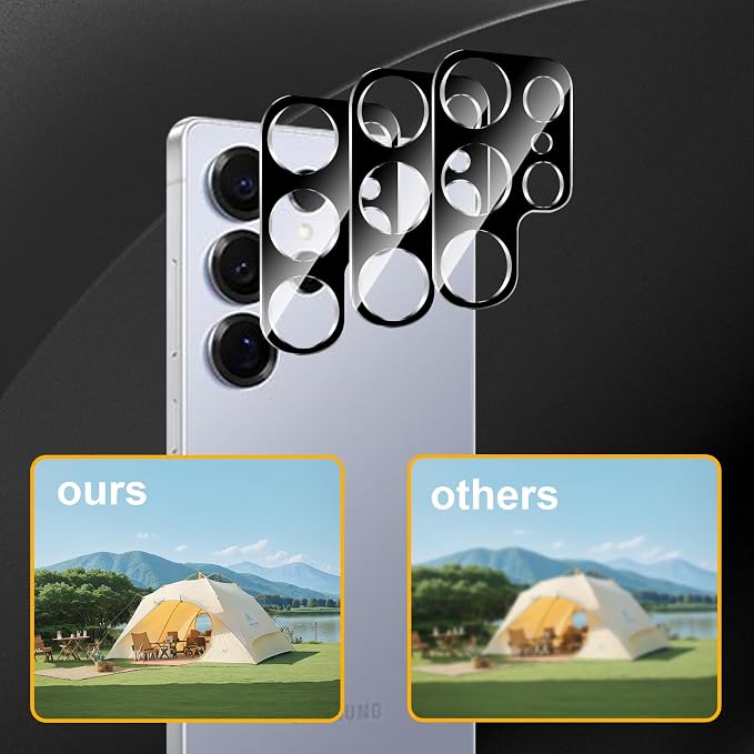 3 Pack Camera Lens Protector for Samsung Galaxy S25 Ultra | Tempered Glass,Anti-Fingerprint,9H Hardness,Scratch Resistant,Easy to Install,Bubble Free,HD Clarity - Image 6