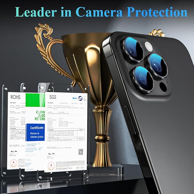 YWXTW Camera Lens Protector for iPhone 16 Pro/iPhone 16 Pro Max, [1 Step Installation Tray] Tempered Glass Screen Protector Metal Individual Camera Cover Accessories (Black Titanium-2Pack) - Image 2