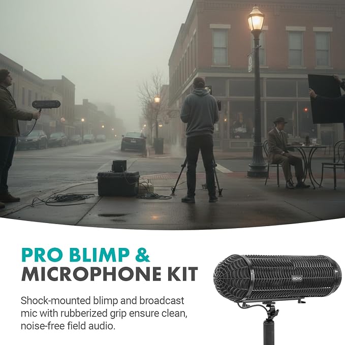 Movo Shotgun Blimp Microphone Bundle - Powerful XLR Microphone for Camera - Video Mic for DSLR Camera Accessories - Shotgun Mic Grip for Boom Mic - Blimp with XLR Cables - Pro Video Equipment - Image 2