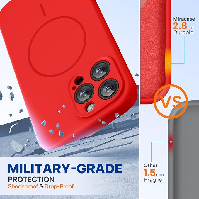 Miracase Silicone & Magnetic for iPhone 14 Pro Case, Red | Compatible with MagSafe, Soft Microfiber Lining, Premium Silicone Cover Shockproof Drop Protection Phone Case for 14 Pro - Image 2