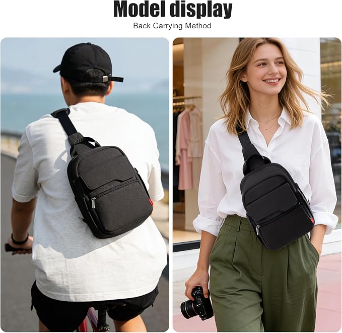 Cwatcun Large Camera Sling Bag, Crossbody Chest Bag with Tripod Holder | Fits 1body+2lenses +9.7"iPad +6.7"phone.Travel Photography Bag for Canon, Nikon, Sony, Fuji DSLR/SLR/Mirrorless Cameras, Lens - Image 8