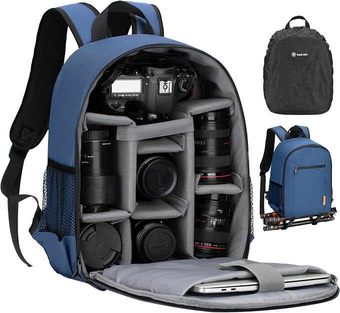 TARION Small Camera Backpack for Photographers Compact 12L Black TB-S | 13 Inch Laptop Compartment, Rain Cover, Bottom Tripod Holder, for DSLR Mirrorless Cameras, Everyday Shooting by TARION