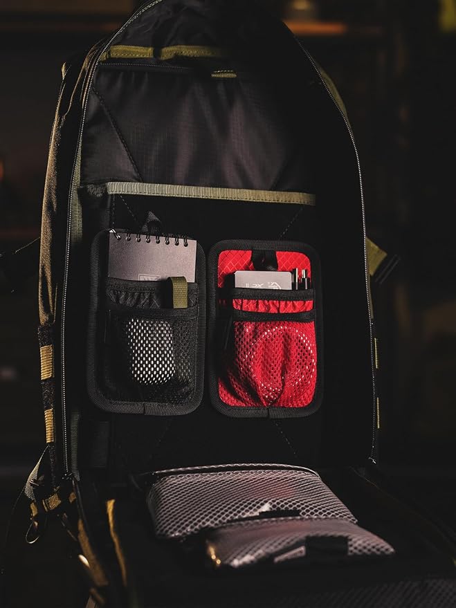 TACTICAL_GEEK TCM4 Mini EDC Organizer Board, Backpack Accessories with Smooth Hook Back Panel, Utility Admin Bag Insert Panel Modular Organizer with Open Pocket & Mesh Pocket (Red) - Image 2