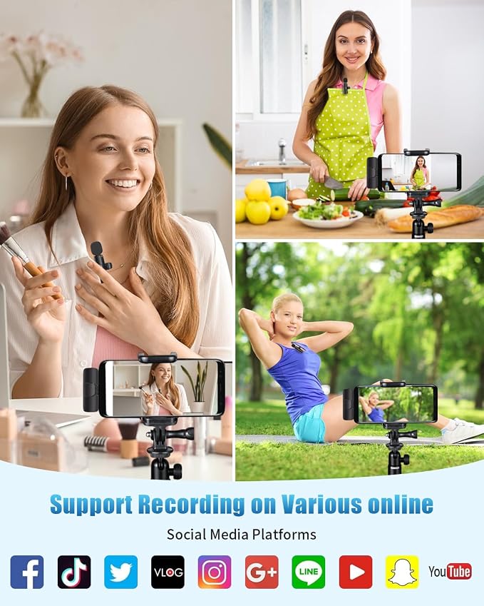 2 Packs Wireless Lavalier Mic for iPhone Android Camera | Professional Wireless Mini Microphone for 2-Person Video Recording, Podcasts, Vlogs, YouTube, TikTok and Computers - Image 5
