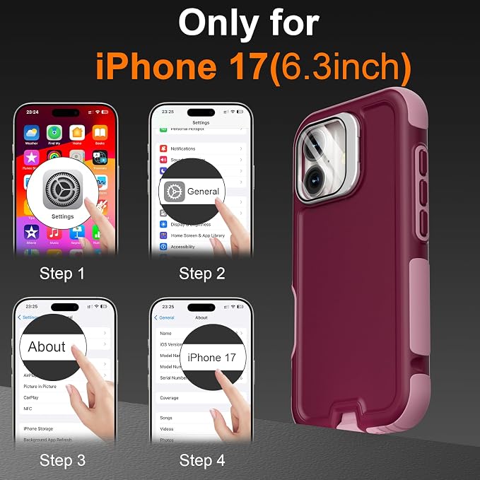 Follaroma Magnetic for iPhone 17 Case with Camera Cover Stand, Purple Pink | Built-in Glass Camera Cover Stand,Compatible with MagSafe,Heavy Duty Shockproof Protective,Military-Grade Anti-DropDual Case - Image 3