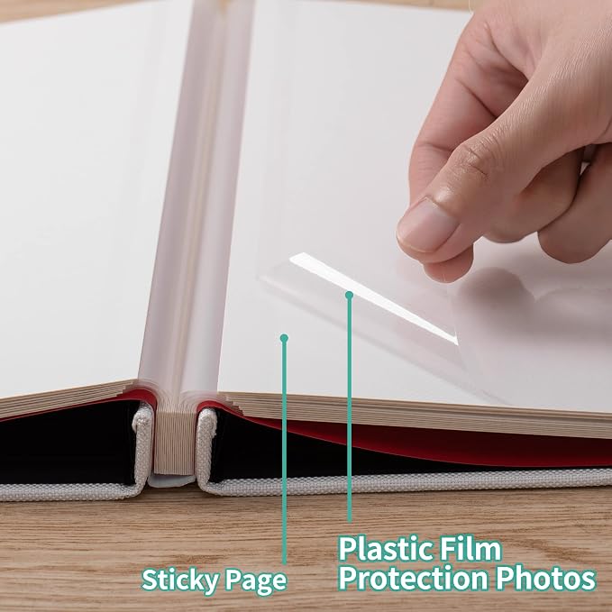 Large Photo Album Self Adhesive 4x6 8x10 10x12 13"x12.8" Magnetic Scrapbook Album 12.6"x11" Inch 40 Pages Linen Cover DIY Photo Album with A Metallic Pen and DIY Stickers(White) - Image 4