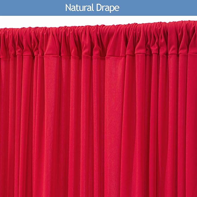 10x10ft Wrinkle Free Red Backdrop Curtain for Parties Soft Fabric Drapes Wedding Red Curtain Backdrop for Birthday Party Decorations Background for Photography 5x10ft, 2 Panels - Image 3