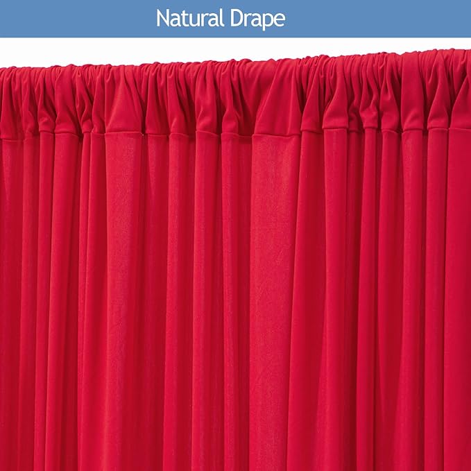 30x10ft Wrinkle Free Red Backdrop Curtain for Parties Soft Fabric Drapes Wedding Red Curtain Backdrop for Birthday Party Decorations Background for Photography 5x10ft, 6 Panels - Image 3