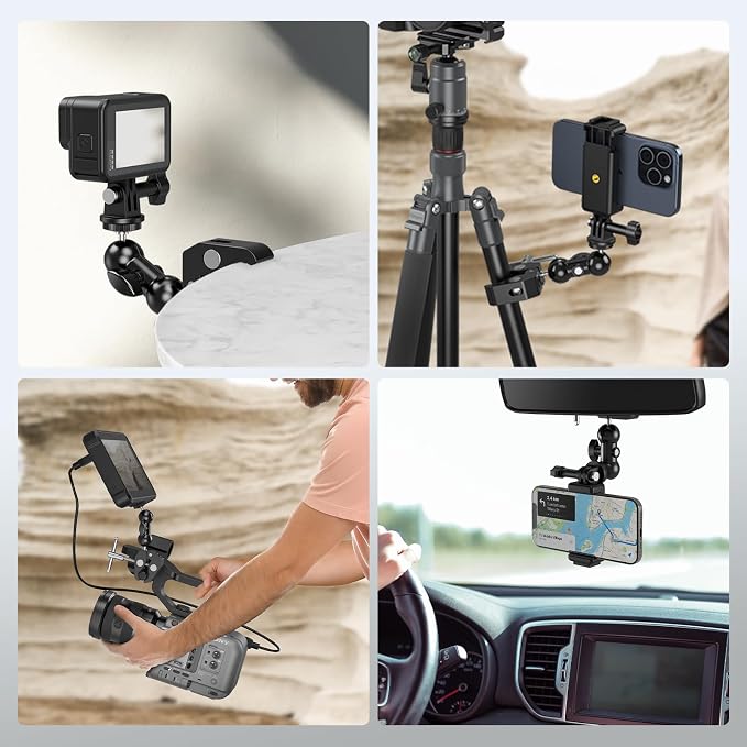 SMALLRIG Camera Mount Kit, Ball Head Magic Arm With Clamp, Super Clamp With Non-Slip Threads for GoPro, Webcam, Camera, Phone, Monitor and Light - Image 6