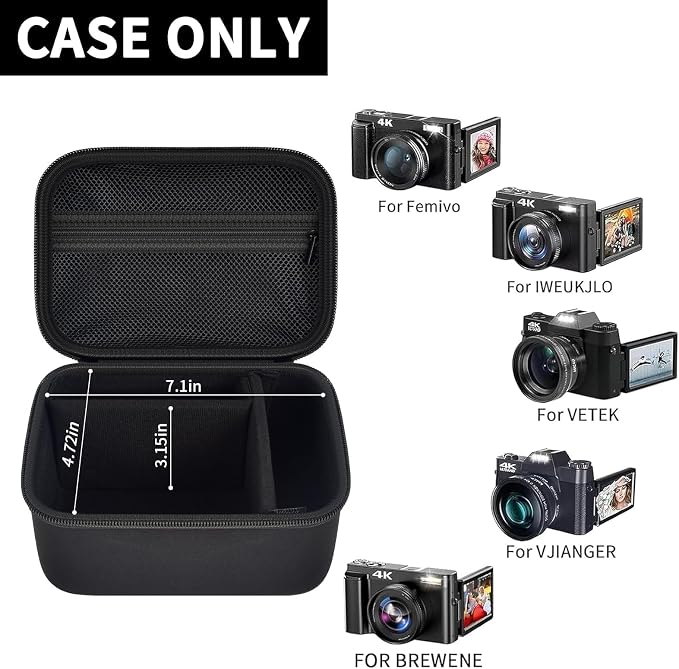 Comecase Large Travel 4K Vlogging Camera Case for Duluvulu/for AUREAPIX | Outdoor Camera Storage with 2 Dividers and Mesh Pocket, for Vloggers and Content Creators, Trip Ready, Jet Black - Case Only - Image 2