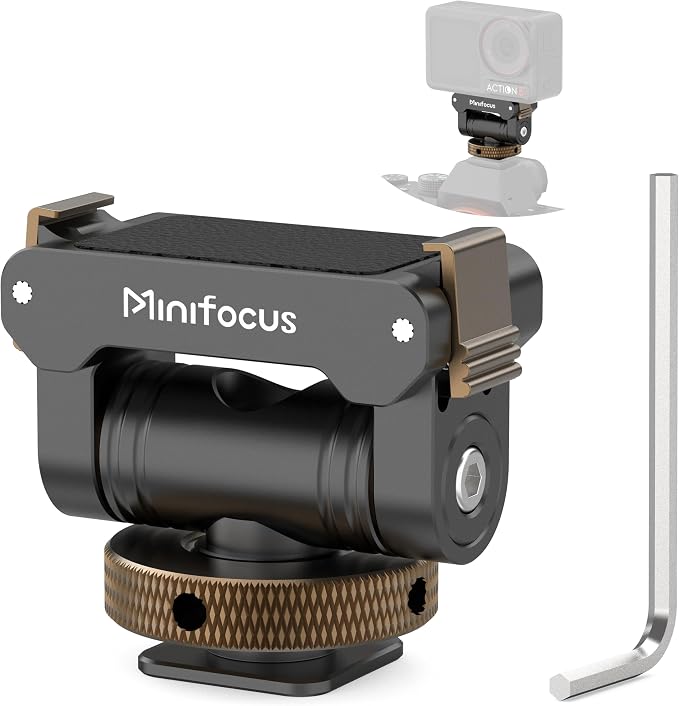 MINIFOCUS Cold Shoe Action Camera Magnetic Quick Release Mount Holder, 160 Tilt & 360° Rotation Adjustable, Universal Camera Adapter with 1/4" Screw Hole for Osmo 360 / Action 5 Pro / 4/3 by MINIFOCUS