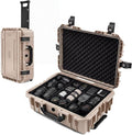 Relaxweex Rolling Camera Hard Case with Padded Dividers & Wheels, Impact-resistant Hard Shell Travel Case for Cameras, Lenses & Accessories(26 x 20 x 10 Inch,Sand Color) by Relaxweex