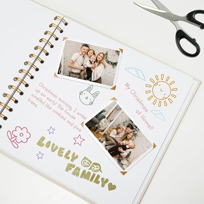 10x10 Inch Scrapbook DIY Photo Album, 40 Sheets (80 Pages), Beige | Linen Hardcover, Lay Flat Customizable, Memory for Wedding Guest Book, Family Travel, Polaroid Storage - Image 3