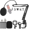 Heavy Duty Adjustable Boom Arm Microphone Stand | Includes pop filter, mic mounts and 1/4", 3/8", 5/8" adapters; compatible with Blue Yeti and HyperX QuadCast for broadcast. by LulingArts