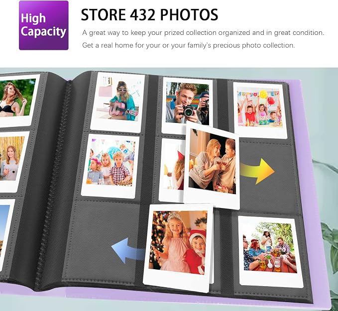 432-Pocket Photo Album for Fujifilm Instax Mini Instant 2x3'' Photos | Fits Polaroid Snap, PIC-300 ,Z2300 Camera, Mini Link Pinter, Photo Book for Birthday, Anniversary, Family Memories, Purple - Image 2