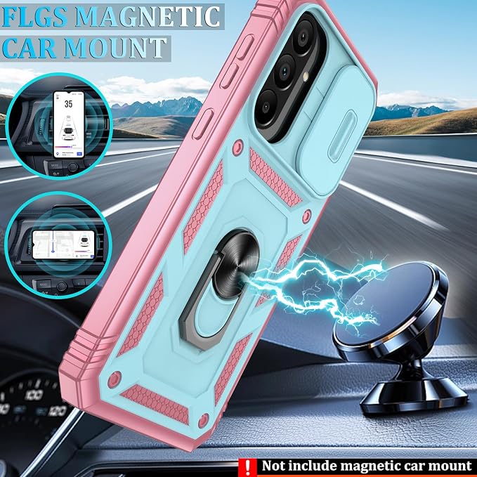 Gritup for Samsung A36 Phone Case: Samsung Galaxy A36 Case with Screen Protector*2 | Magnetic Stand & Slide Camera Cover, Shock Proof Military-Grade para A 36 Cover, Green+Pink - Image 6