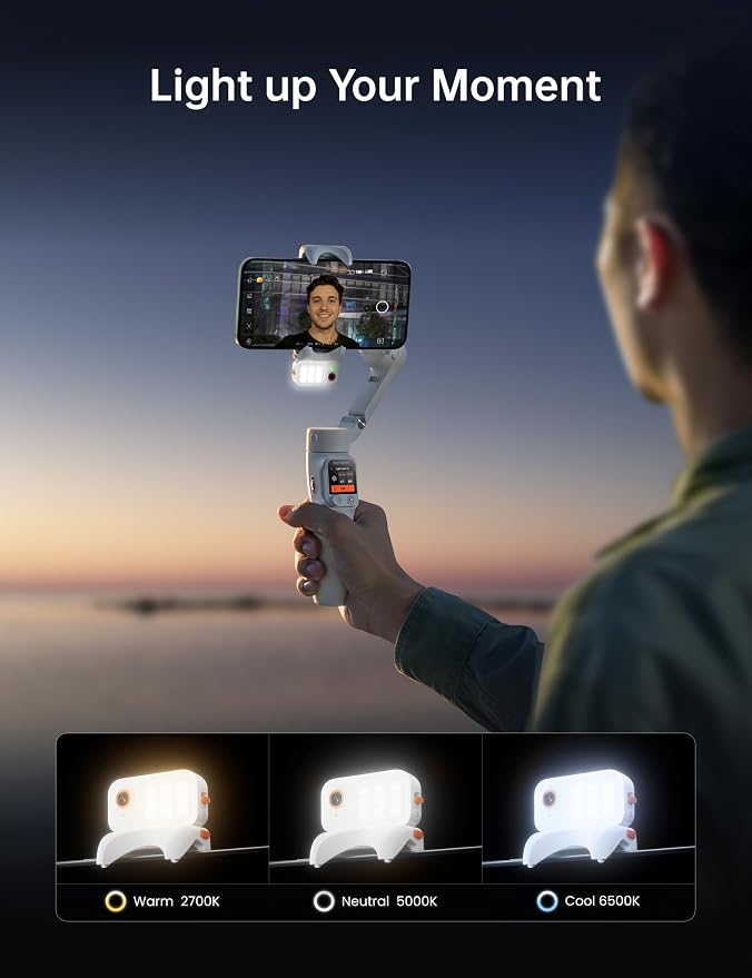 Hohem iSteady V3 Ultra Phone Gimbal White, AI Tracking Touch Remote, Built-in Rod Tripod 360° Vlog Stabilizer - Image 4