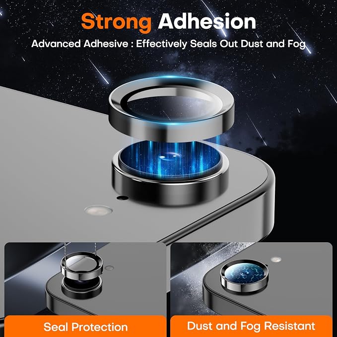Camera Lens Protector for iPhone 17e/iPhone 16e- Black | 9H Tempered Glass, Metal Individual Camera Cover, Accessories, Anti-drop, Case Friendly, HD Clear, Anti-Scratch - Image 2