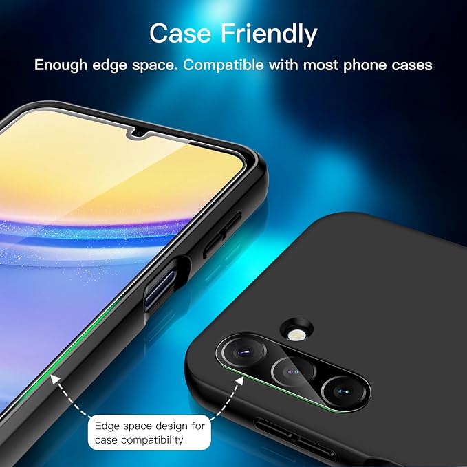 JETech Screen Protector for Galaxy A15, with Camera Lens Protector, 2+2Pack | HD Clear Tempered Glass, Anti-Scratch Protection - Image 5