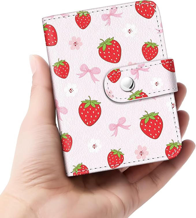 Strawberry Bow Small Photos Album for 2x3 Inch Films, 56 Pockets | Mini Cute Picture Book, Wallet Size, for Polaroid Fujifilm Instax Mini Instant Camera Printer, Kpop Photocard Binder Holders by Lebrocoli