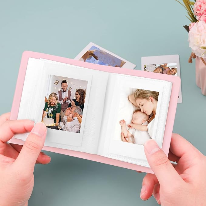 Ruibytree 52 Pockets Small Photo Album 2x3 for Instax Mini, Pink, 1 Pack | Pocket-Size, PU Leather Cover, Snap Closure, Acid-Free Pages, Fits Polaroid 2x3 Photos, Kodak Mini Prints & ZINK Photos - Image 6
