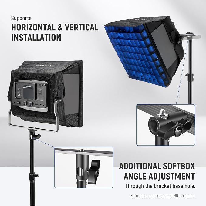 NEEWER Upgraded Softbox Diffuser for NL660 RGB660 PRO II LED Light, NS4S | 12.6"x11.6", Foldable, Grid, Bag, Blackout Hood, No Need to Remove Barndoors, Quick Set Up for Soft Light - Image 2