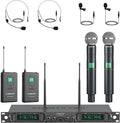 Phenyx Pro 4-Ch UHF Fixed Frequency Wireless Microphone PTU-5000-2H2B | 2 Handheld Mics, 2 Bodypacks, Headset/Lapel Mics, Metal Build, 260 ft Range, Church Services, DJ Sets by PhenyxPro