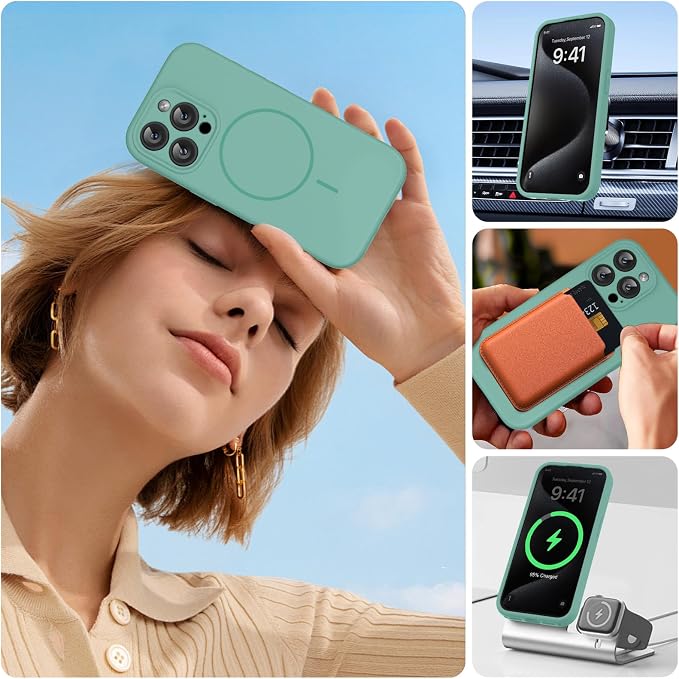 Miracase Magnetic for iPhone 15 Pro Case, Silicone, Soft Microfiber Lining - Image 6