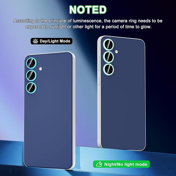for Samsung Galaxy S25 FE Camera Lens Protector, Individual Metal Ring Tempered Glass Lens Cover, [Strong Adsorption] Scratch Resistant Ultra-Thin HD Clear Lens Cover, 1 Set-Blue Shine - Image 2