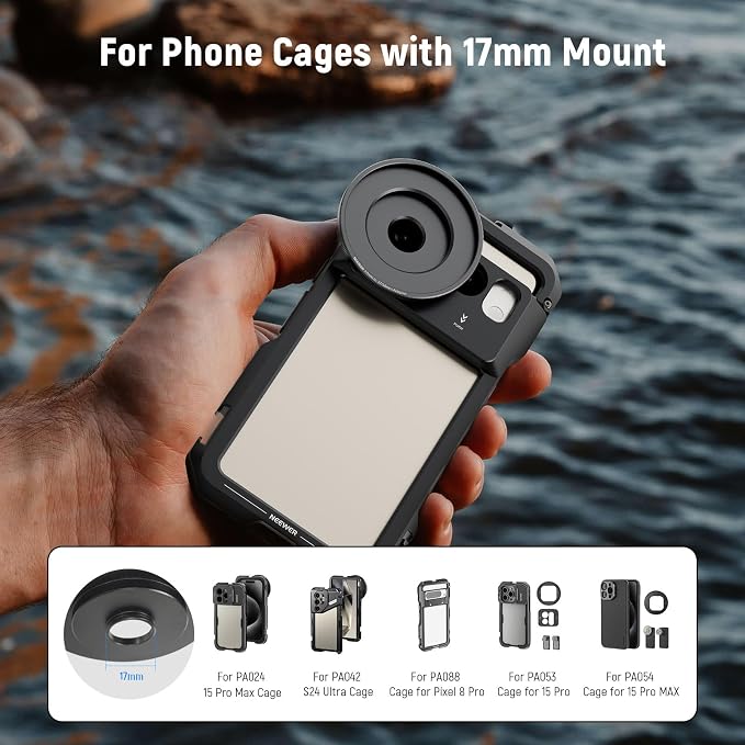 NEEWER 17mm to 37mm & 58mm Lens Filter Adapter Ring, Compatible with Beastgrip 37mm Lenses 58mm Filters Phone Cage Rig Stabilizer for iPhone 16 15 Pro Max S24 Ultra Video Recording, PA062 - Image 2