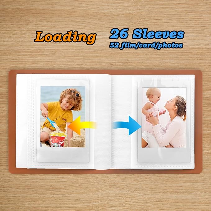 Ruibytree 52 Pockets Small Photo Album 2x3 for Instax Mini, Brown, 1 Pack | Pocket-Size, PU Leather Cover, Snap Closure, Acid-Free Pages, Fits Polaroid 2x3 Photos, Kodak Mini Prints & ZINK Photos - Image 5