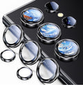 Uyiton for Samsung Galaxy S24 Ultra Camera Lens Protector, Unique Design | Case-Friendly, Military-Grade Sapphire Glass with Aluminum Metal Rear Camera Screen Cover, Black+Silver (6.8 inch) by Uyiton