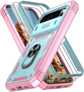 Gritup for Google Pixel 10 Pro XL Case with Screen Protector*2 | Magnetic Stand & Slide Camera Cover, Shock Proof Military-Grade Phone Case, Green+Pink by Gritup