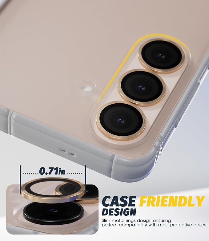Orzero (2 Sets Camera Lens Protector for Samsung Galaxy S26 / S26 Plus, [EZ Install] [Case-Friendly] 9H Tempered Glass Lens Cover, Military-Grade Shockproof, HD Clarity Anti-Glare (Gold) - Image 6