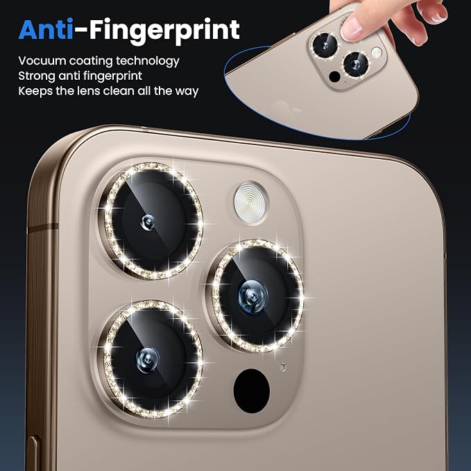 WSKEN for iPhone 16 Pro/iPhone 16 Pro Max Camera Lens Protector | Original Shooting Mode, Individual Metal Cover Film, Shatterproof HD Tempered Glass Camera Screen Protector, Glitter Gold - Image 4