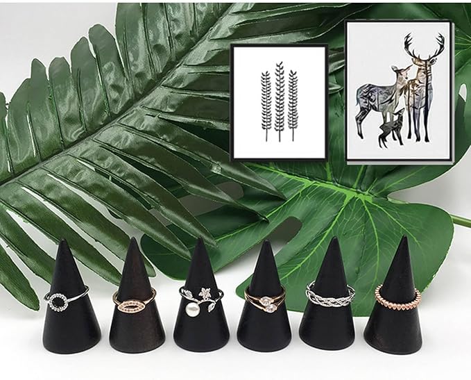 Ring Display Stand 5Pcs Wood Rings Holder Cone Shape Rings Stand Jewelry Display Rack for Business Photoshoot Room Decoration - Image 5