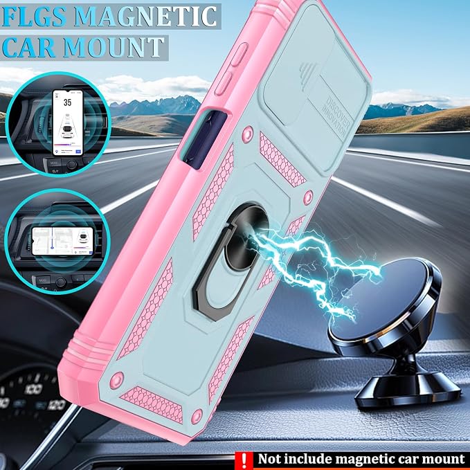 Gritup for Galaxy A03S Phone Case Military-Grade Shockproof with Kickstand | with 2 PCS Screen Protector, Slide Camera Cover, Heavy Duty Outdoor Protection Funda para Galaxy A03s Cover-Green+Pink - Image 6