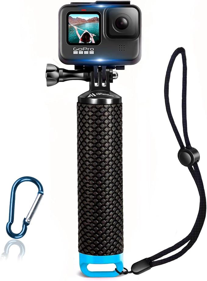 Floating Hand Grip Waterproof Monopod for GoPro Hero 13 12 11 10 9 8 7 6 5 | Compatible with Hero Session Black Silver Handler & Handle Mount Accessories Kit for Water Sport & Action Cameras (Blue) by MiPremium
