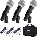 Pyle 3 Piece Professional Dynamic Microphone Kit Cardioid Unidirectional Vocal Handheld MIC with Hard Carry Case & Bag, Holder/Clip & 26ft XLR Audio Cable to 1/4'' Audio Connection (PDMICKT34),Black by PyleUSA