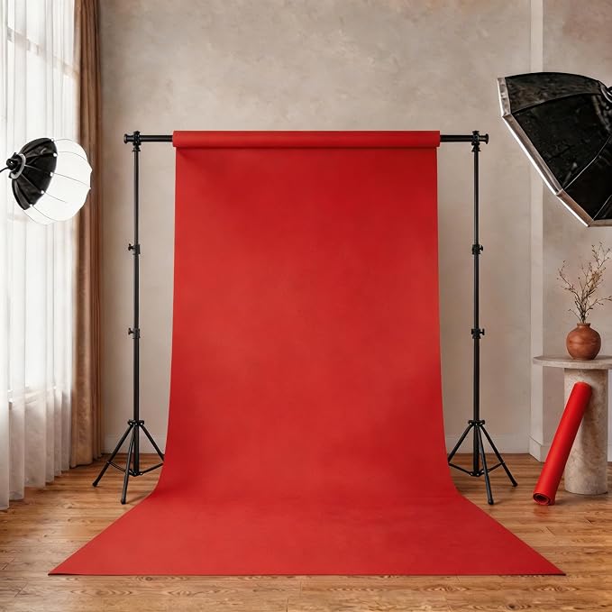 Red Seamless Paper Backdrop, Red Backdrop 86" x32.8' | Heavyweight matte backdrop paper with non-reflective surface for photoshoots, portraits, videos and studio photography. - Image 2