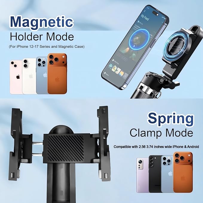 6-in-1 Magnetic Mini 20.5'' Selfie Stick for iPhone with LED Light. Can Converts into Mini Tripod/Phone Camera Grip/Handheld Stabilizer/Phone Stand. Selfie Stick with Rechargable Remote - Image 10