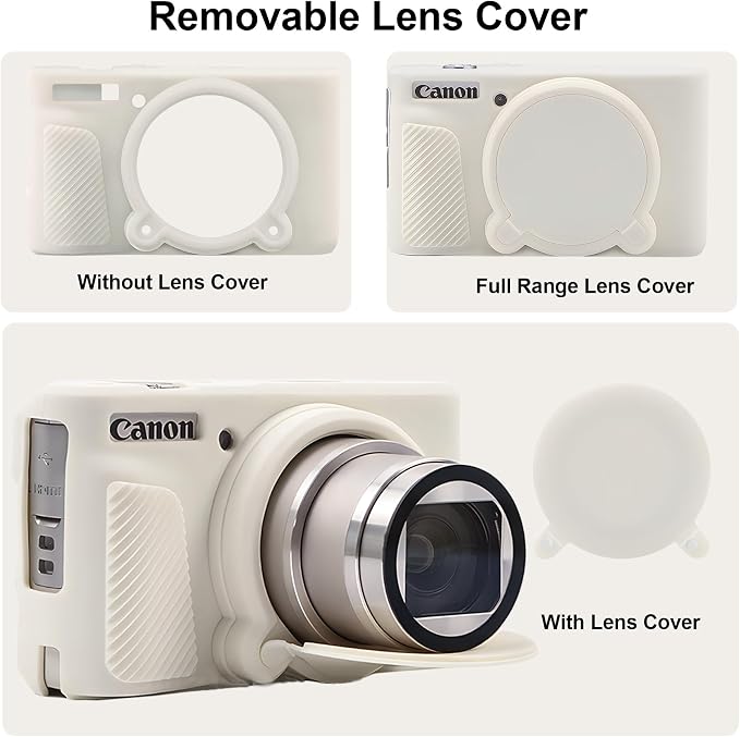 BOVKE Silicone Camera Case for Canon PowerShot SX740 / SX730 Digital Camera, SX740 HS Soft Protective Case Cover Rubber Camera Slim Fit Sleeve with Removable Lens Cover, Mist White - Image 5