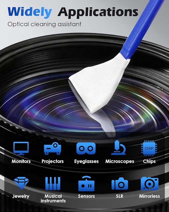Zacro 24mm Full Frame Sensor Cleaning Swab*8 + 20ml Sensor Cleaner for DSLR SLR Digital Camera CMOS Sensor Cleaning, Compatible with Nikon Sony Canon (Add: 8*Cotton Swabs + 1*Cleaning Cloth) - Image 8