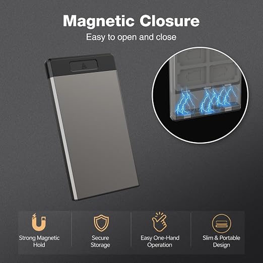 HEIYING Switch Game Case with 40 Precise Slots for Switch 2 / Micro SD Card | Portable Game Card Case, Metal Shell with Soft Silicone Lining, Precise Slots, Magnetic Closure for Easy Storage & Access - Image 3