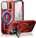 Camera Stand Case for iPhone 17 Pro, [Compatible with MagSafe] [Lens Cover] 2025 Version Military Grade Protective Soft Case for iPhone 17 Pro 6.3 inch Men Women, Red by WASTROYAL